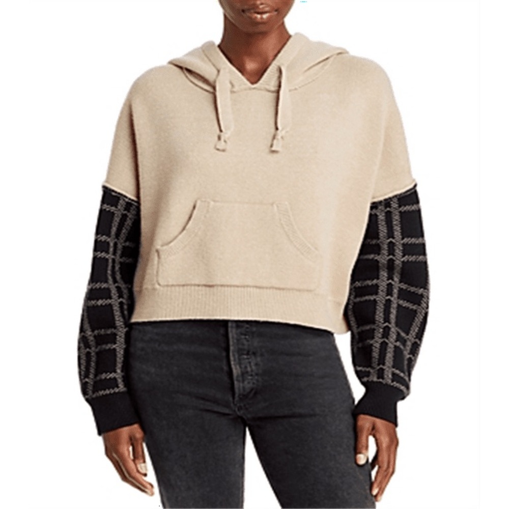 Vintage Havana Mixed Sweater Hoodie Brown